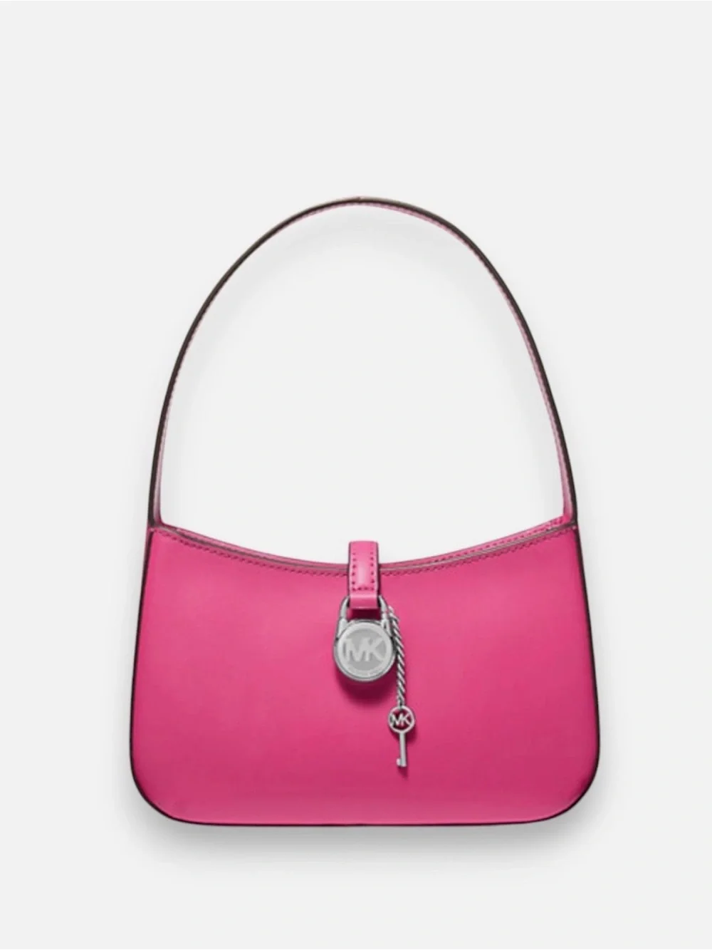 Michael Kors Hot Pink Leather Shoulder Bag with MK Charm